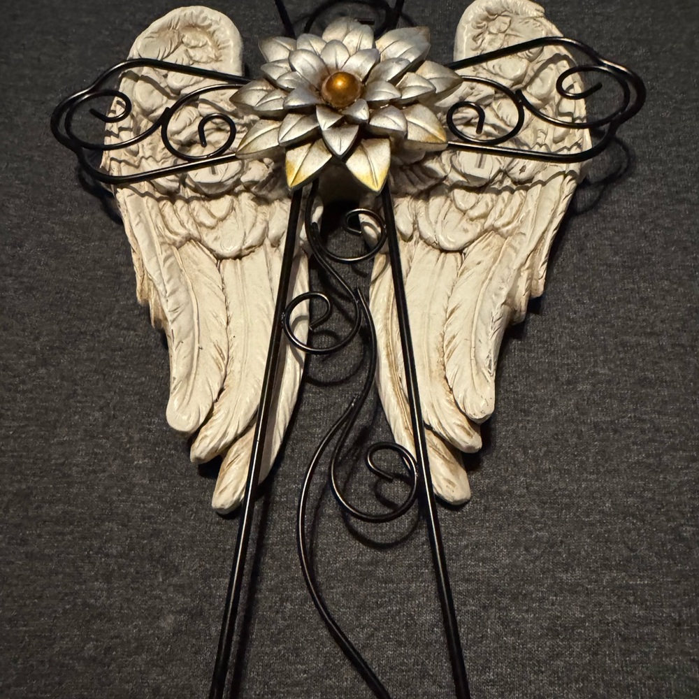 Elegant Cream and Black Angel Wings Wall Decor - Picture 2 of 3